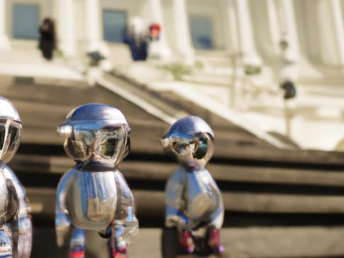 Dall-E image of “robots on the steps of Capitol Hill”