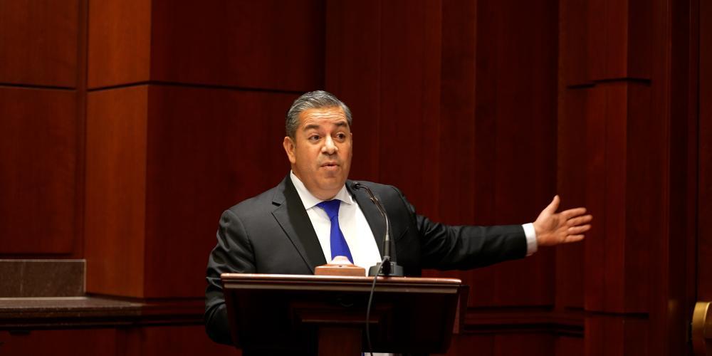 Ray Lujan speaking at a briefing.